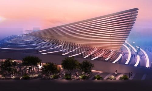 Side view of the UK Pavilion at Expo 2020 Dubai