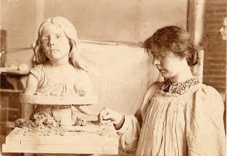 Christine Gregory working on a sculpture