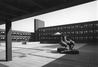 Sculpture "Horse Group" by Judith Bluck at the old ICI Heavy Organic Chemical HQ in Teesside