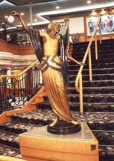 David Norris PVPRSS sculpture "Deco Girl" for the Royal Caribbean Cruise Lines. Cast in bronze and patinated in three different colours with crystals set in the bronze.