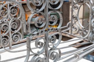 a detail of a section of the ornate balconies