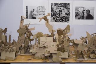 Sculptural piece created from carboard during the project