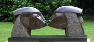 My Sister...Myself" in bronze in my garden by Dawn Rowland FRSS