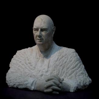 Glynn Williams FRSS Lord Annan_Hopton Wood stone_38 inches high_1994_Commissioned by the National Portrait Gallery_London