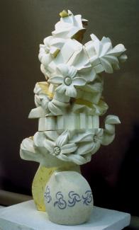 Glynn Williams FRSS_Blue Jug_Hopton wood stone paint & gold leaf_59 inches high_1994
