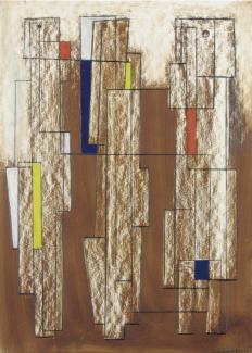 Barbara Hepworth Granite Forms, Red, Yellow and Deep Blue, 1953 © Bowness