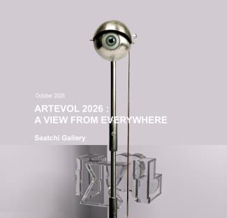 Jim Bond's silver eye sculpture blink with art evol logo, saatchi