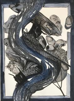 collage/ink/blue acrylic. A4