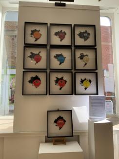 Drawings of the shape of the minimum extent of Arctic Sea-Ice, since the Paris Agreement, cut from classical LPs whose music is inspired by the oceans