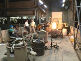 The Bear’, Coles Castings’ waste oil furnace built at Arizona State University melting iron in 2024 with delegates from the Investment Casting Institute and interested faculty