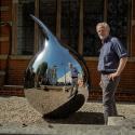 Richard Hudson MRSS - next to his sculpture Tear on the Sculpture Terrace at Dora House