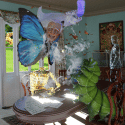 a man metamorphoses into a butterfly, leaving his automaton body behind.