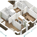 Isometric view of basement floorplan