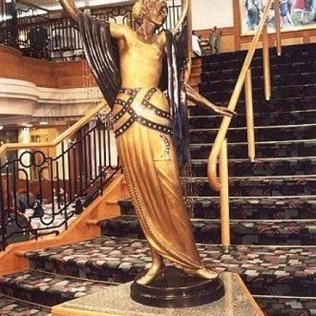 David Norris PVPRSS sculpture "Deco Girl"  for the Royal Caribbean Cruise Lines. Cast in bronze and patinated in three different colours with crystals set in the bronze.
