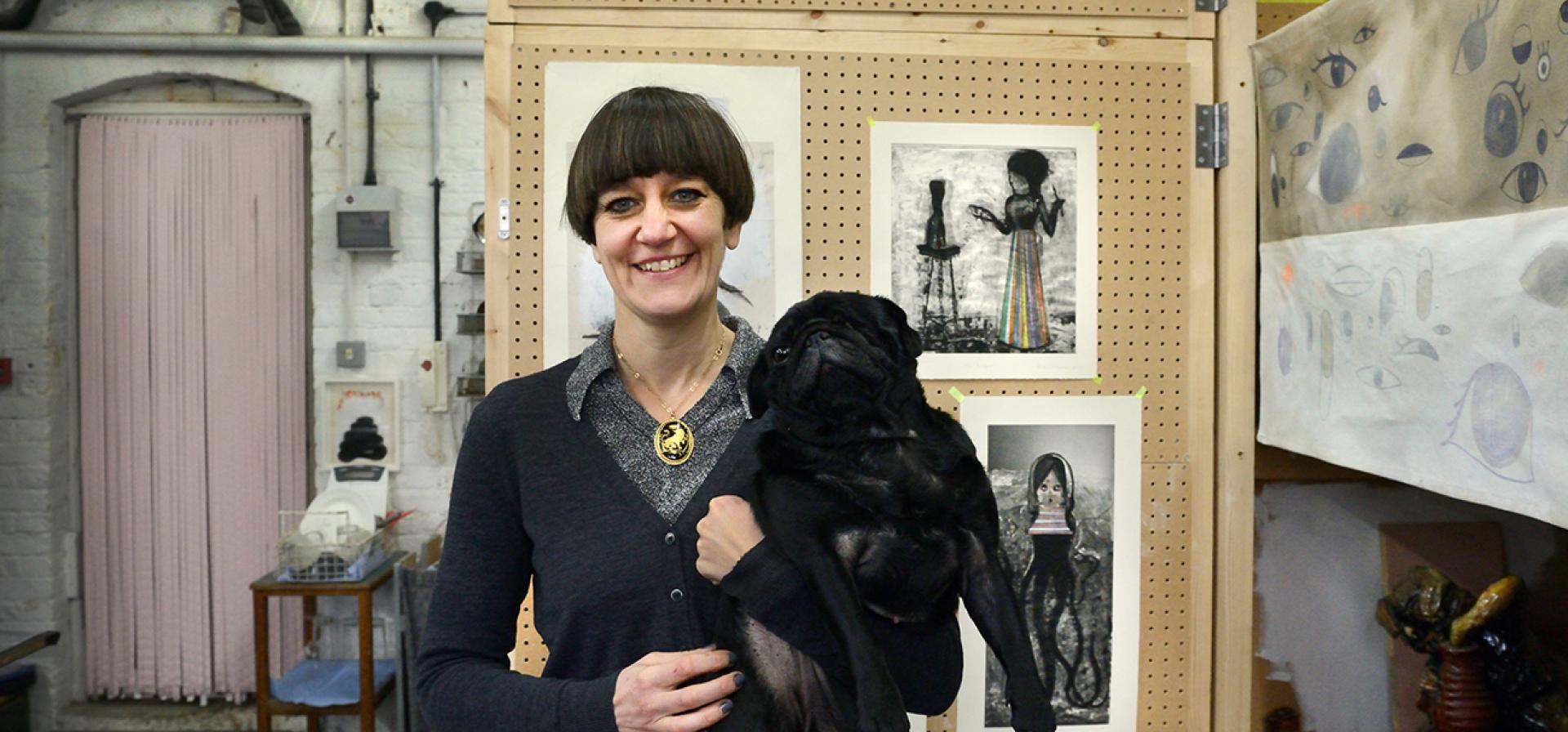 Cathie Pilkington RA in her studio. Credit Anne Purkiss